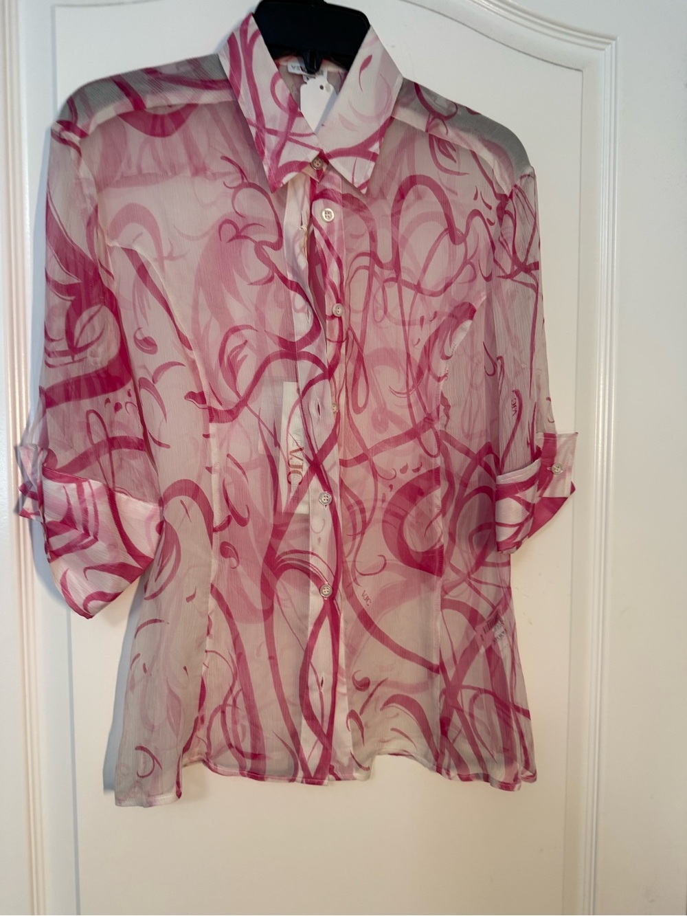 Versace Sheer Pink Swirl Button-Down Shirt